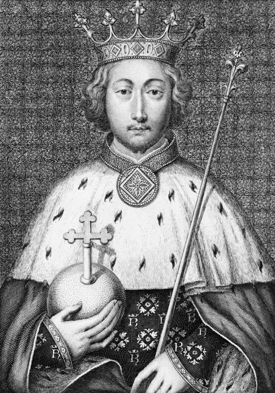 Ryszarda II. (1367 do 1400) Król Anglii. Grawerowanie XVIII wieku autorstwa Unknown artist
