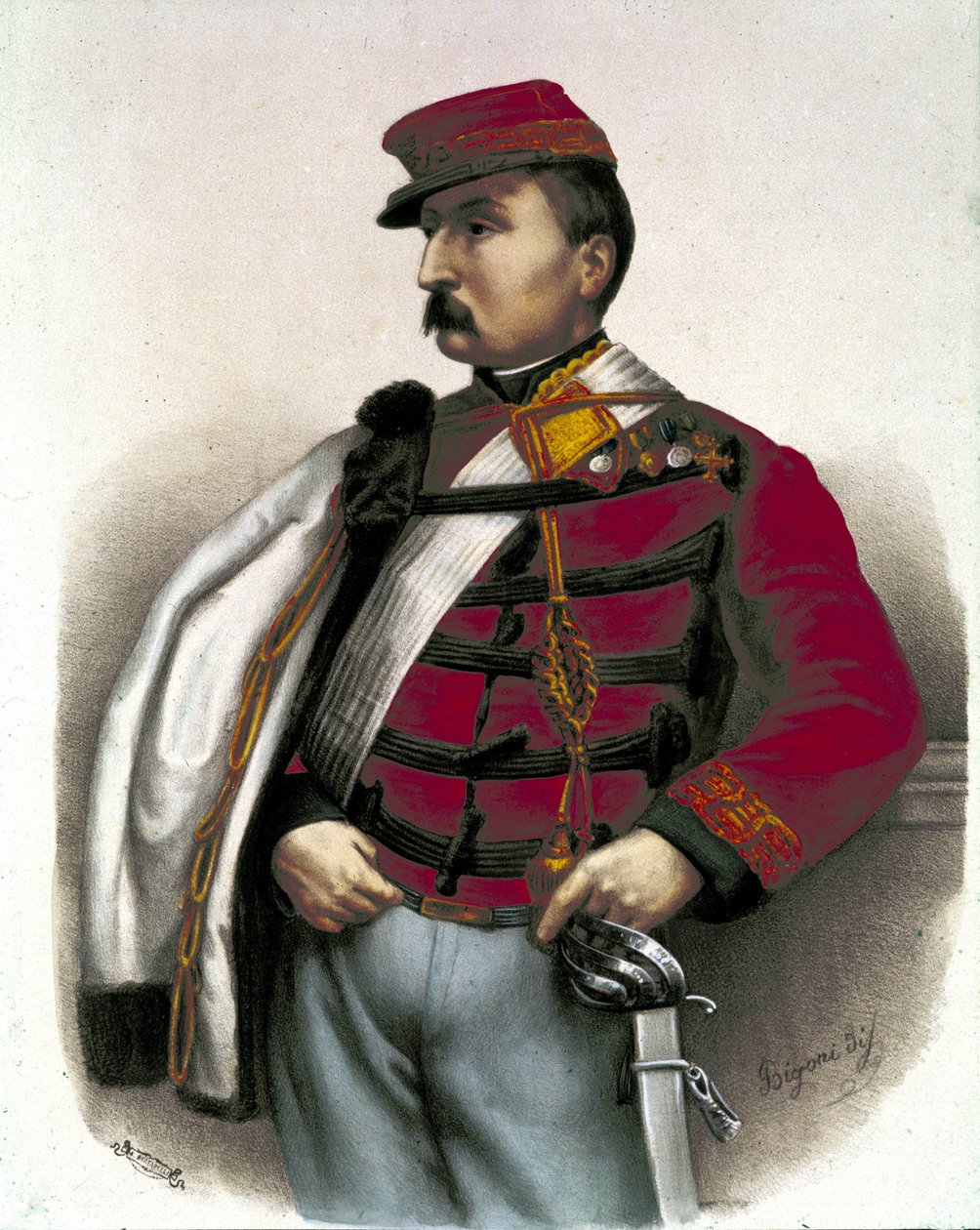 Risorgimento: Portret Nino Bixio (1821-1873), włoskiego wojskowego i polityka. Odegrał ważną rolę w Zjednoczeniu Włoskim. autorstwa Unknown artist