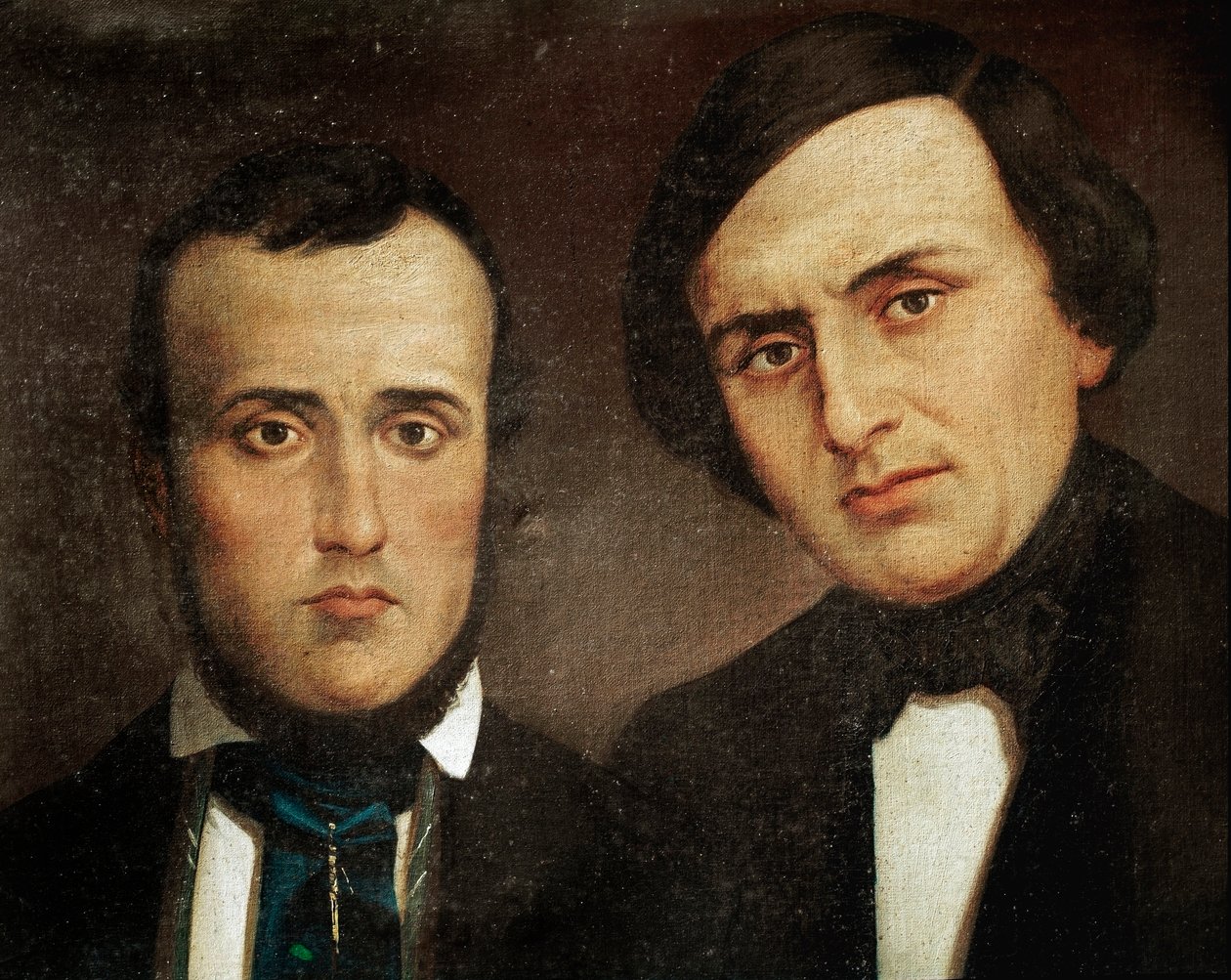 Risorgimento: portret braci Attilio Bandiera (1810-1844) i Emilio Bandiera (1819-1844). Anonimowe malowanie. XIX-wieczny Rzym, Instytut Historii Risorgimento autorstwa Unknown artist