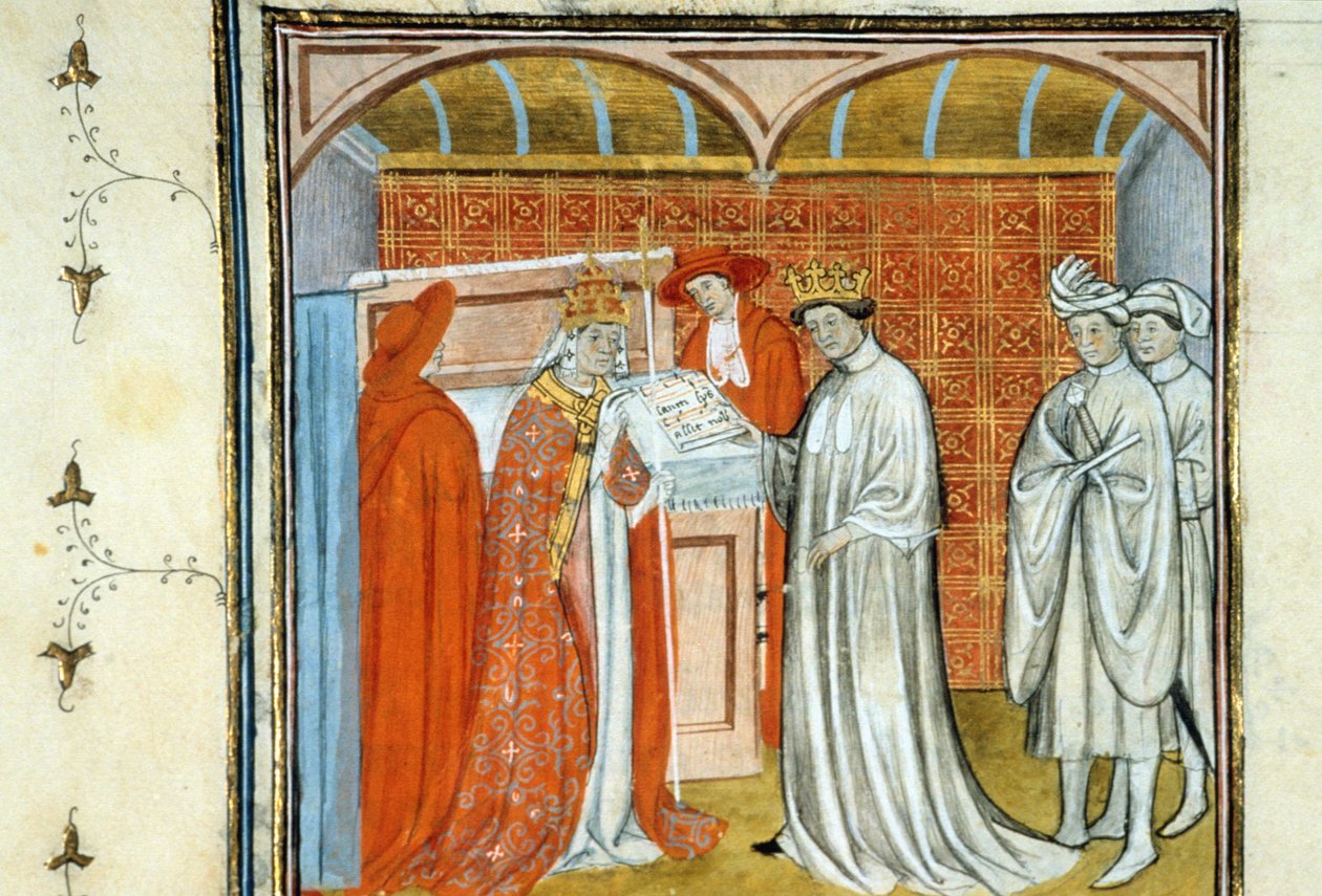 Robert II Pobożny (ok. 972-1031) - Iluminacja rękopisu na welinie średniowiecza „” Grands Chronicles of Saint-Denis” koniec XIV wieku (ref. 512 autorstwa Unknown artist