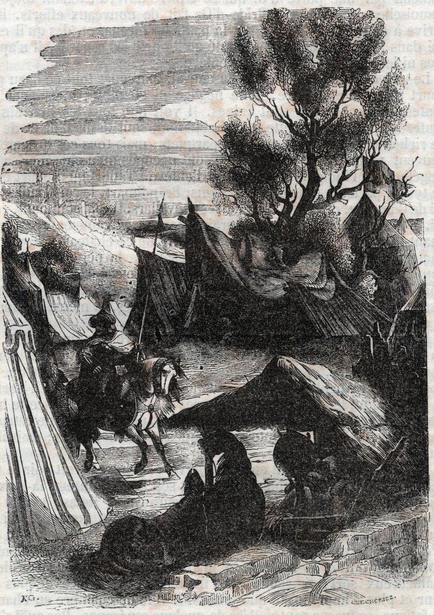 Roland w obozie Saracenów - rycina z 1851 r. z „Wściekły Rolanda” autorstwa Unknown artist