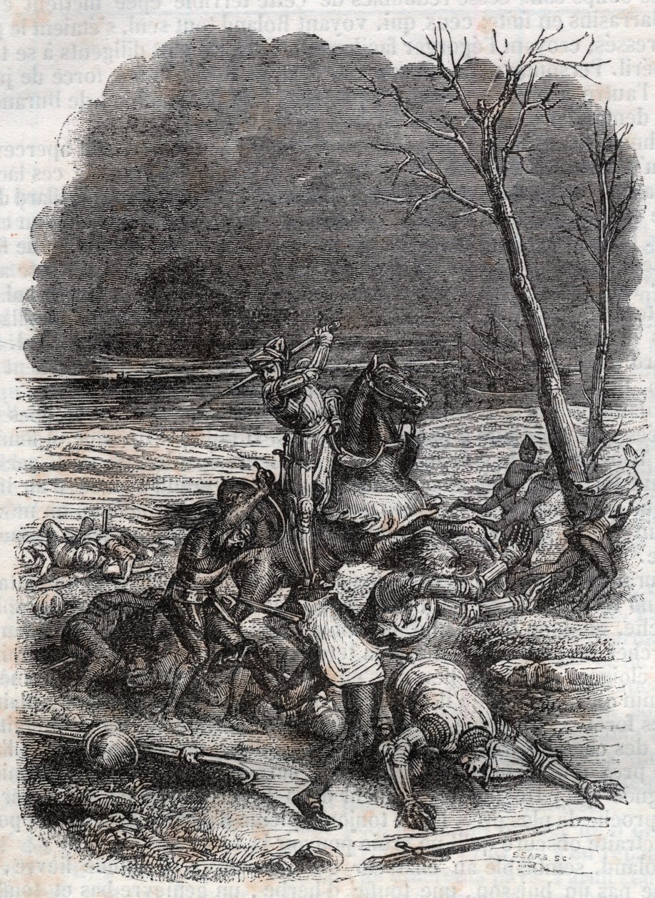 Masakra Rolanda na Cymosque - rycina z 1851 r. z „Wściekły Rolanda” autorstwa Unknown artist