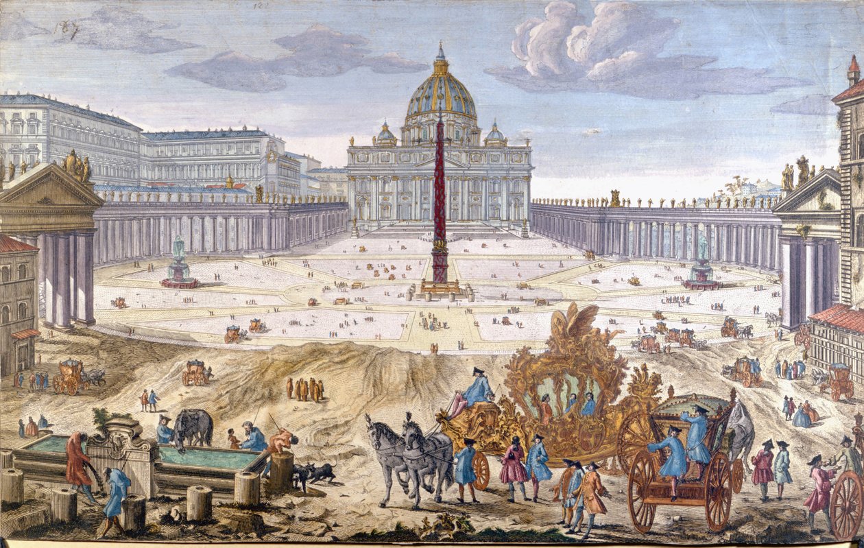 Rzym, Plac św. Piotra na początku XVIII wieku. autorstwa Unknown artist
