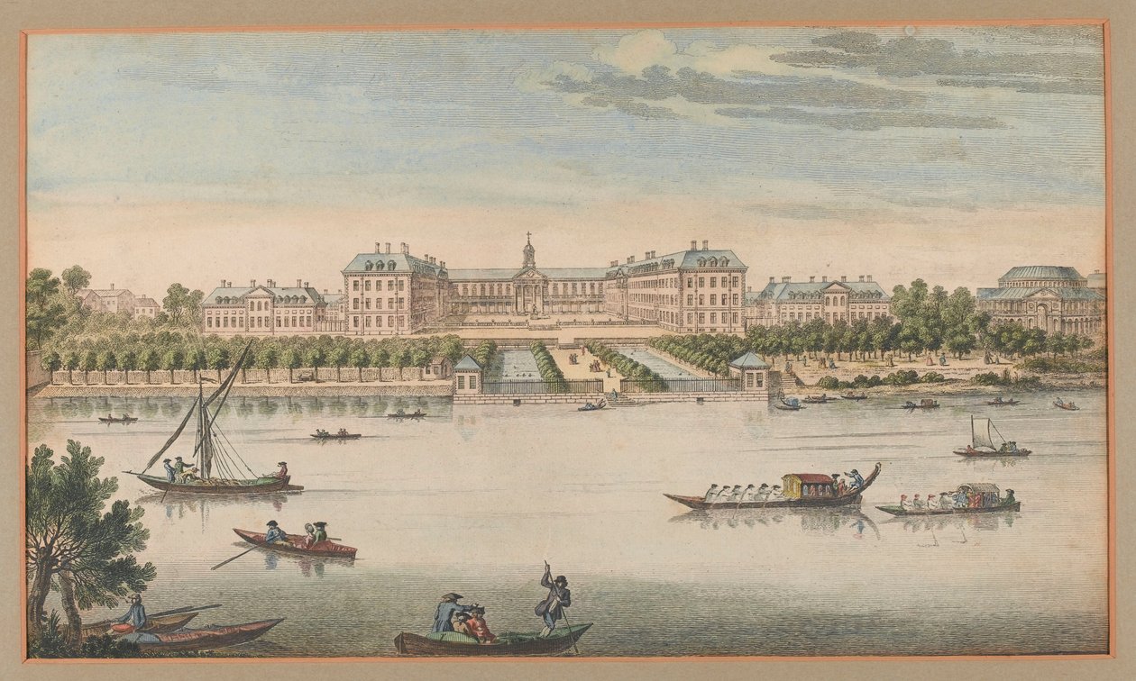 Royal Hospital Chelsea, Widok z rzeki, ok. 1750 r autorstwa Unknown