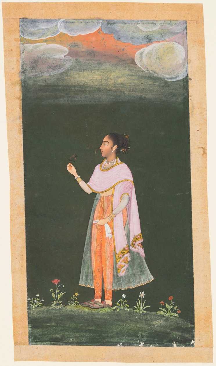 Królewska kobieta trzymająca kwiat autorstwa Unknown artist