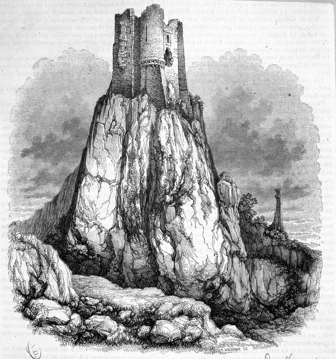 Ruiny zamku La Roquette - Grawerowanie autorstwa Unknown artist