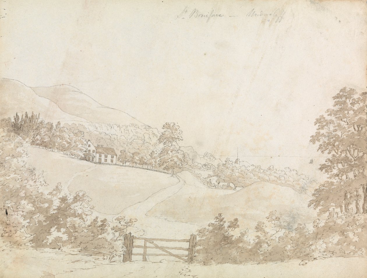 Wiejski krajobraz z domem, wyspa Wight autorstwa Unknown artist