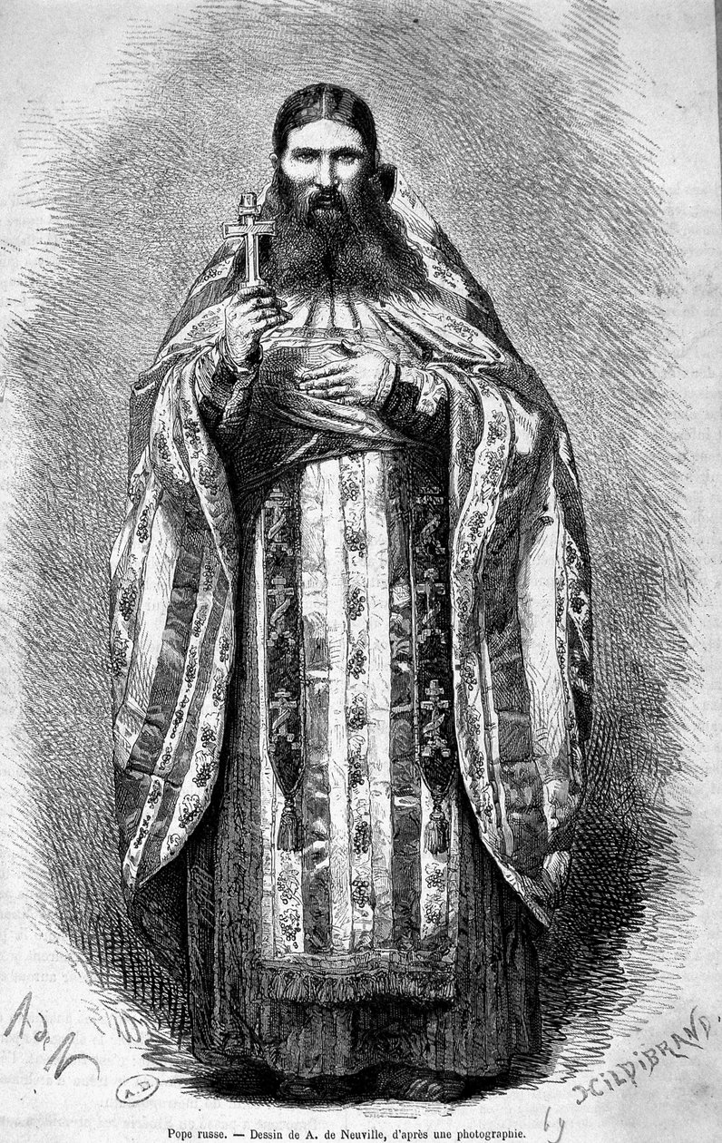 Papież rosyjski, rysunek z fotografii autorstwa Unknown artist
