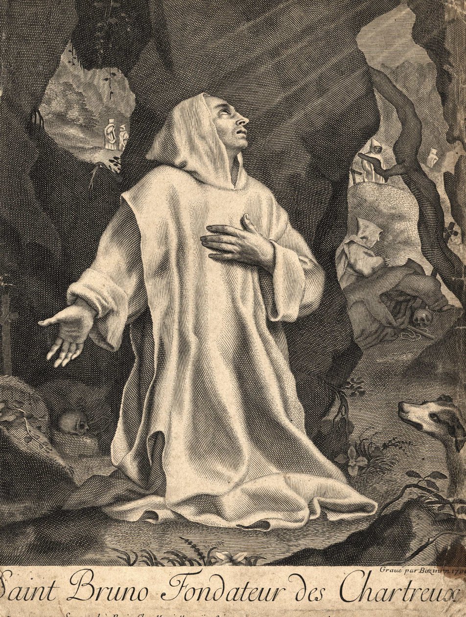 Święty Bruno, założyciel Zakonu Kartuzów (Kolonia, v. 1035 w Serra San Bruno, Kalabria autorstwa Unknown artist