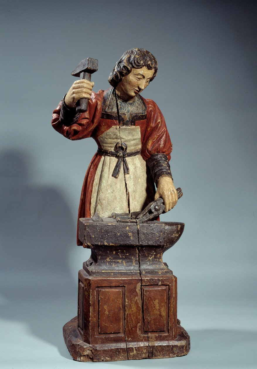 Święty Krepin patron szewców. Anonimowa rzeźba z polichromowanego drewna autorstwa Unknown artist