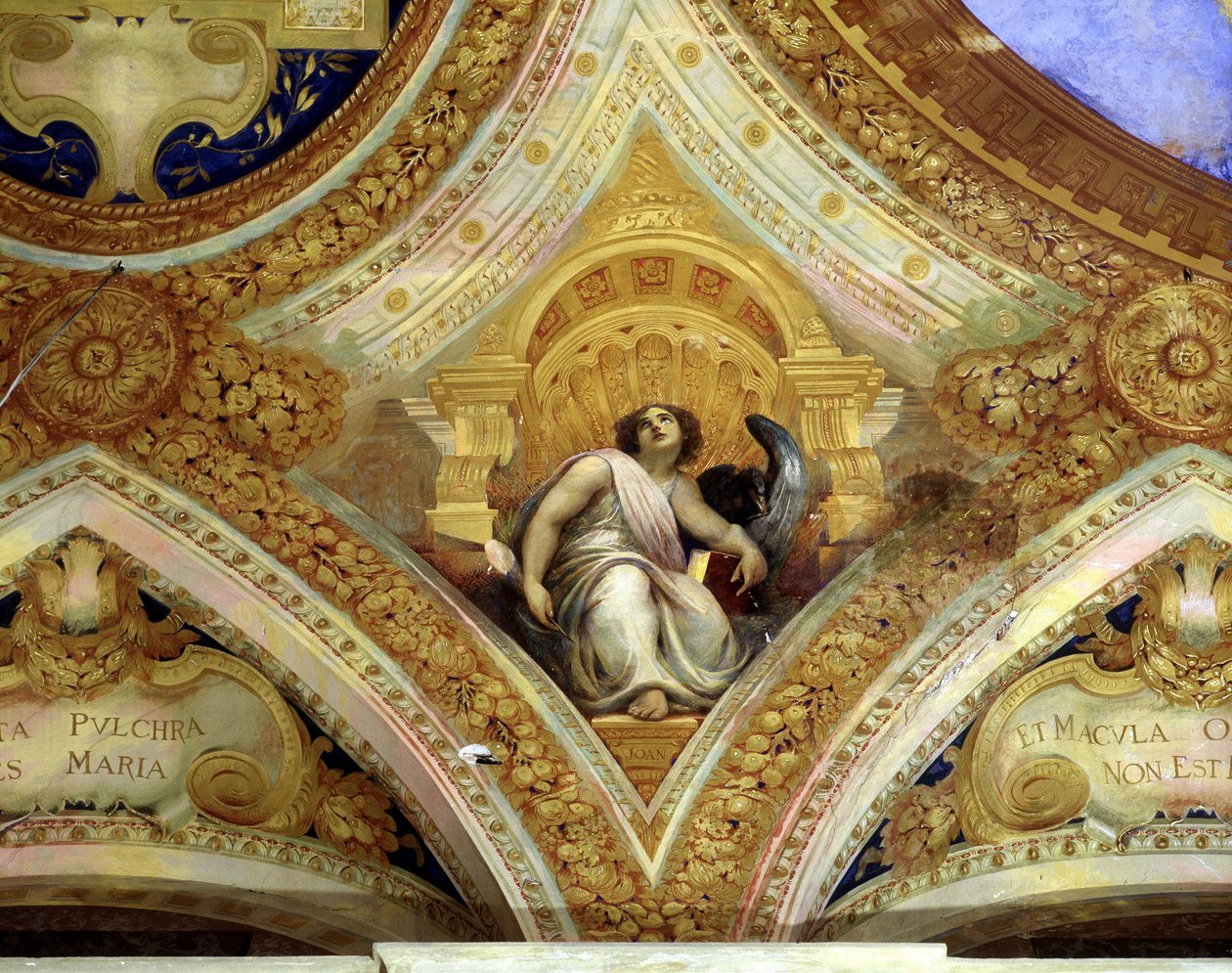 Św. Jan Ewangelista i symbolizujący go orzeł. Sufit kaplicy o nieskazitelnym designie, Menton. autorstwa Unknown artist