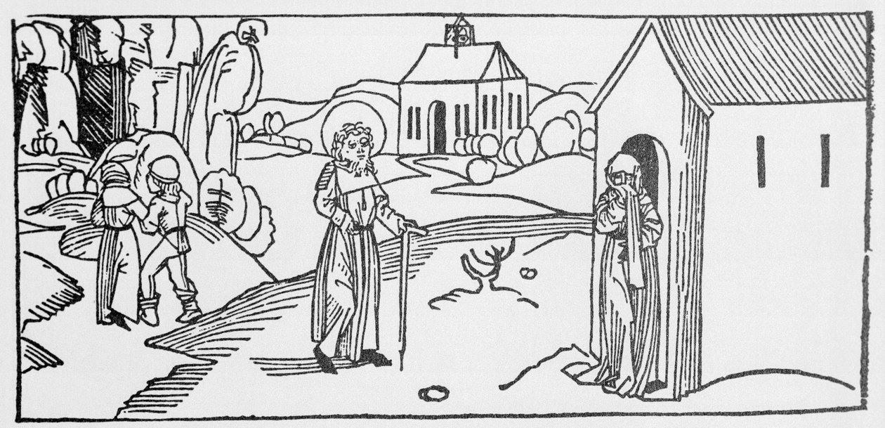 Św. Pastorze. Grawer z „Żywotów świętych - część letnia” (Księga świętego) Jakuba (Jakuba) z Voragine (1228-1298). Lubeka 1488. autorstwa Unknown artist