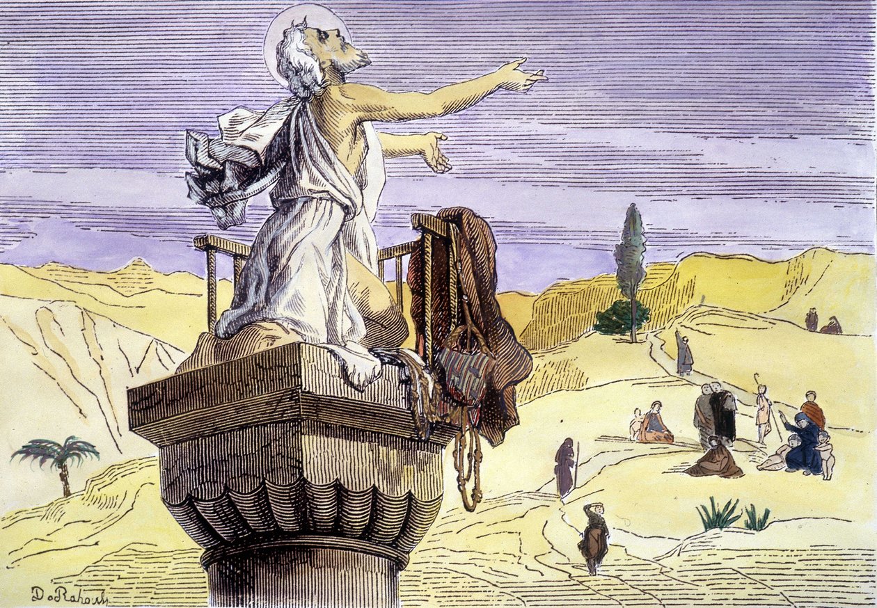 Św. Symeon stylita głoszący na kolumnie kazanie. autorstwa Unknown artist