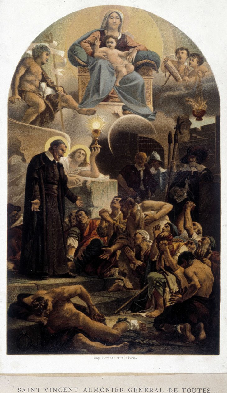św. Wincentego a Paulo kapelana generalnego ubogich (z Dziewicą i Dzieciątkiem Jezus) - od ap. autorstwa Unknown artist