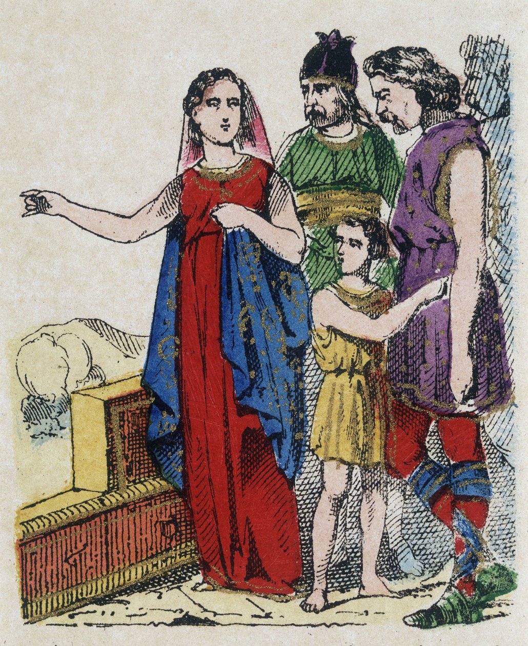 Sainte Genevieve (422-502), patronka Paryża, odwiodła paryżan od opuszczenia swojego miasta, któremu groził w 451 roku król Hunów Attyla. autorstwa Unknown artist