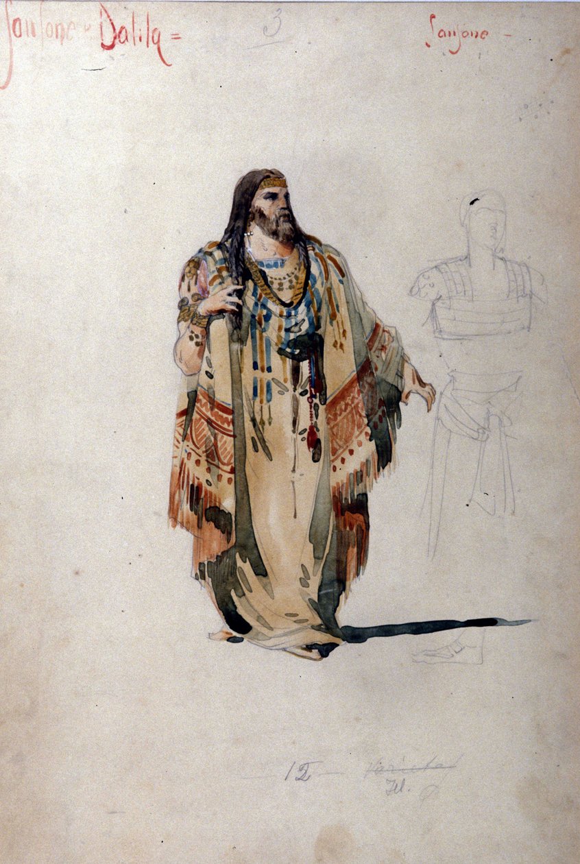 Kostium Samsona do opery „Samson i Dalila” Camille Saint Saens (Saint-Saens). 1877 autorstwa Unknown artist