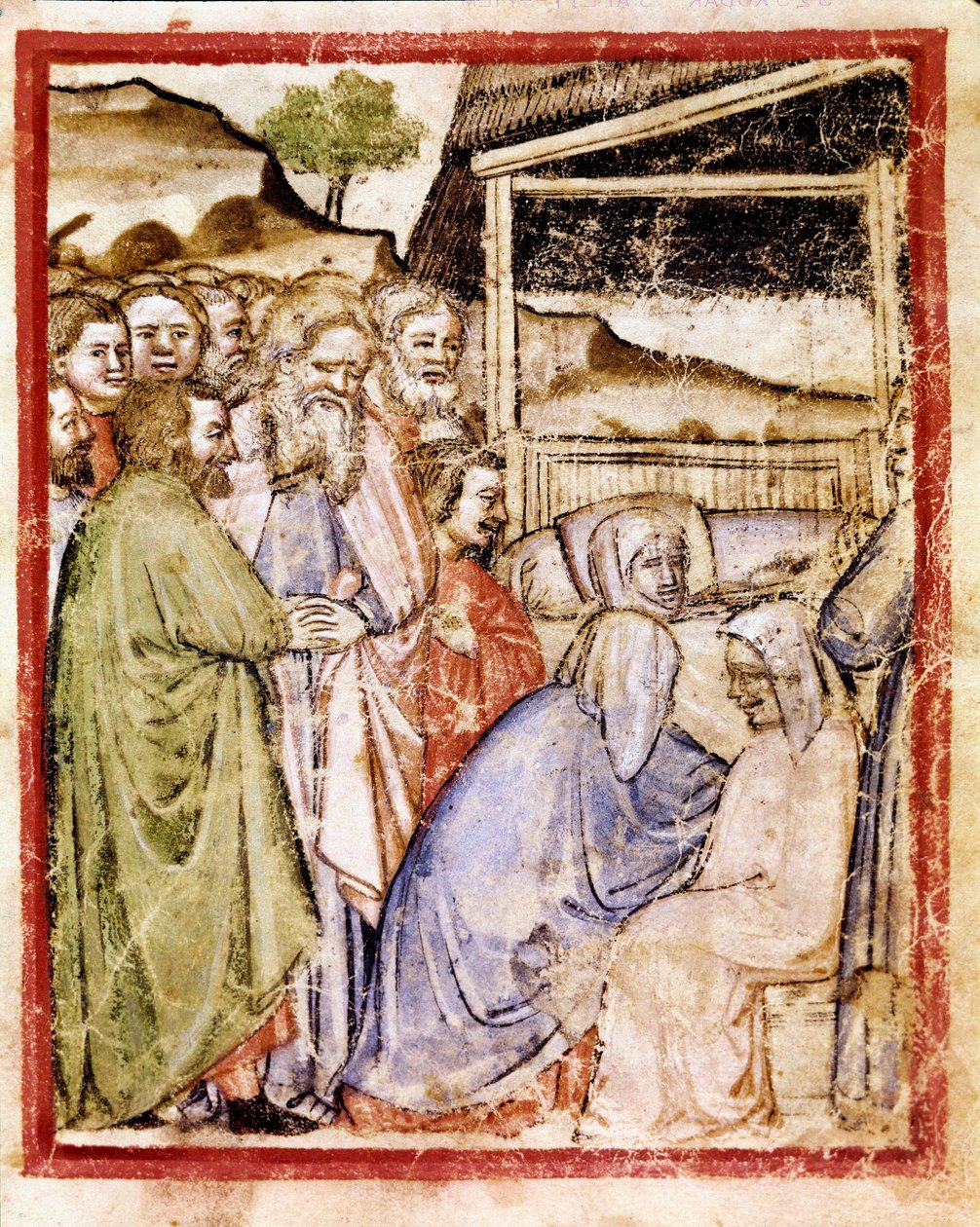 Śmierć Sary w wieku 127 lat Miniatura z Kodeksu 212 (lub Padovan lub Biblii Padewskiej) 1390-1400 Rovigo, Accademia dei Concordi autorstwa Unknown artist
