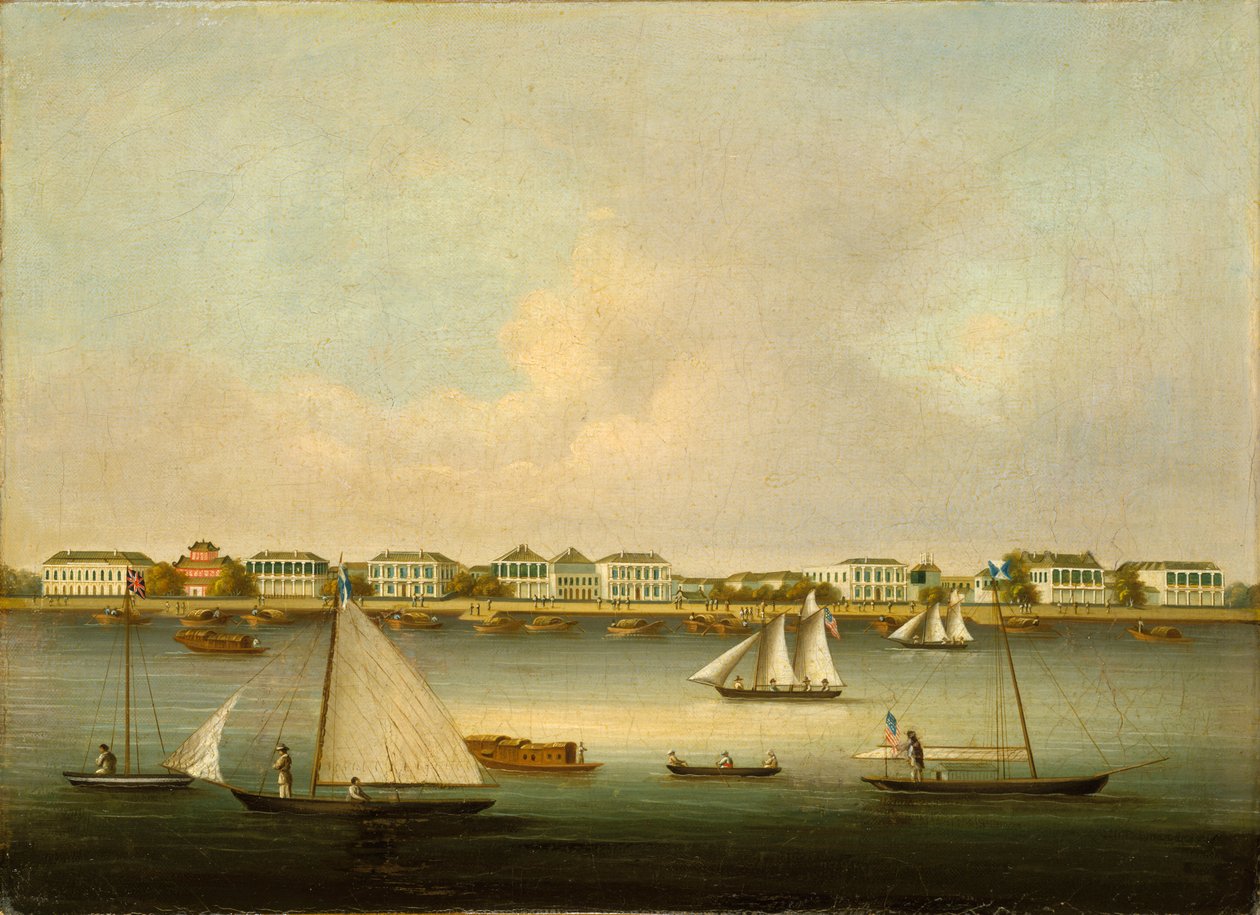 Scena przy wejściu do rzeki Yang Tse Kiang w Woosung autorstwa Unknown artist