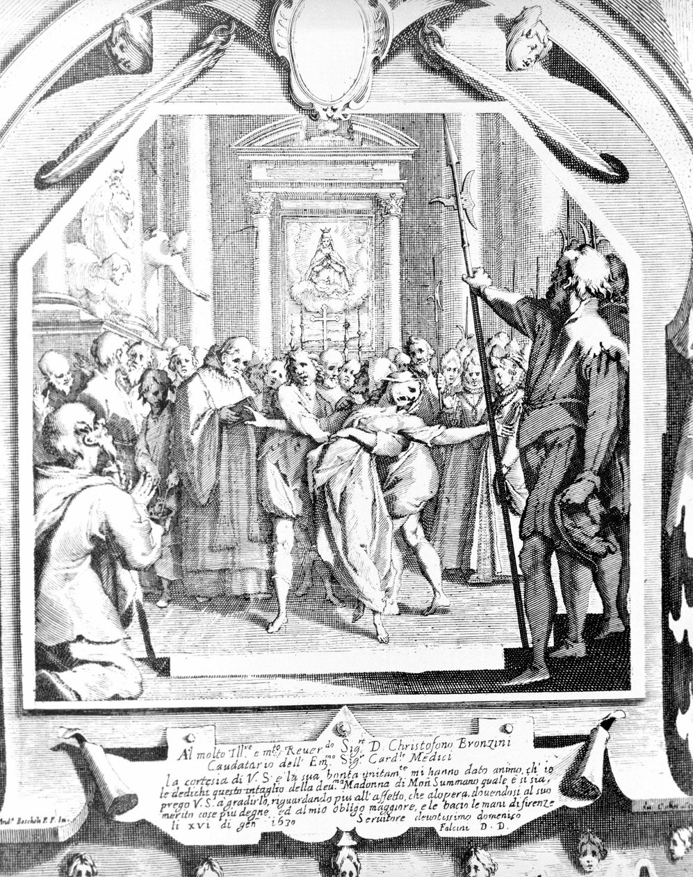 Scena egzorcyzmu kobiety opętanej przy użyciu Madonny z Monsummano w 1630 roku. autorstwa Unknown artist