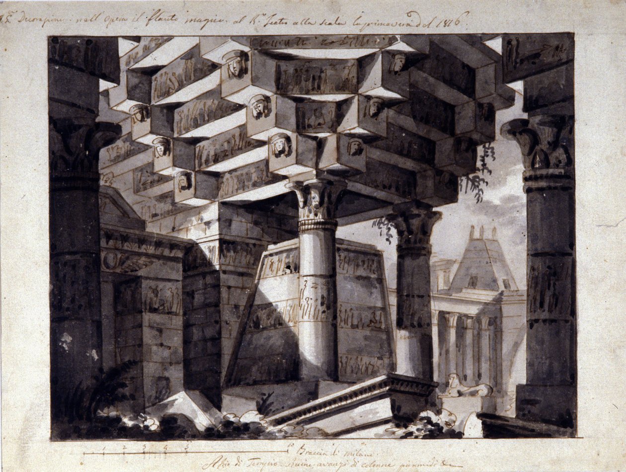 Scenografia do „Zaczarowanego fletu” W. A. Mozarta. La Scala 1896 autorstwa Unknown artist