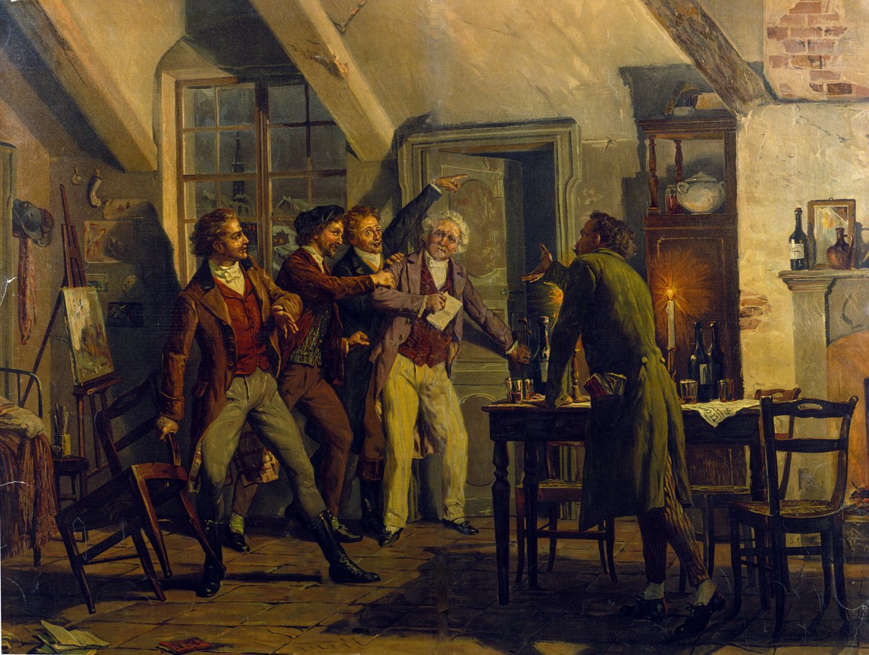Scenografia Luigiego Morgariego (ur. 1857) do opery „Cyganeria” Giacomo Pucciniego (1858-1924) XIX w. autorstwa Unknown artist