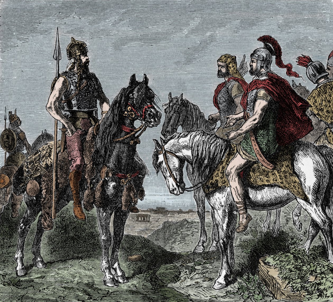 Druga wojna punicka: Galowie odmawiają powstania na korzyść Hannibala - Druga wojna punicka (218-202 p.n.e.): Galowie odmawiają współpracy z Hannibalem Barcą (247-181 p.n.e.) autorstwa Unknown artist