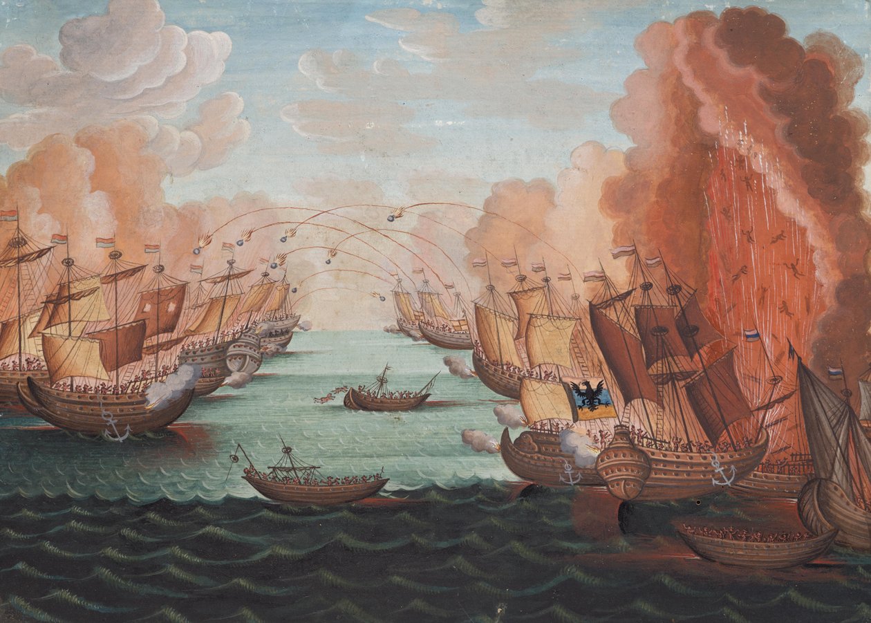 Bitwa morska autorstwa Unknown artist