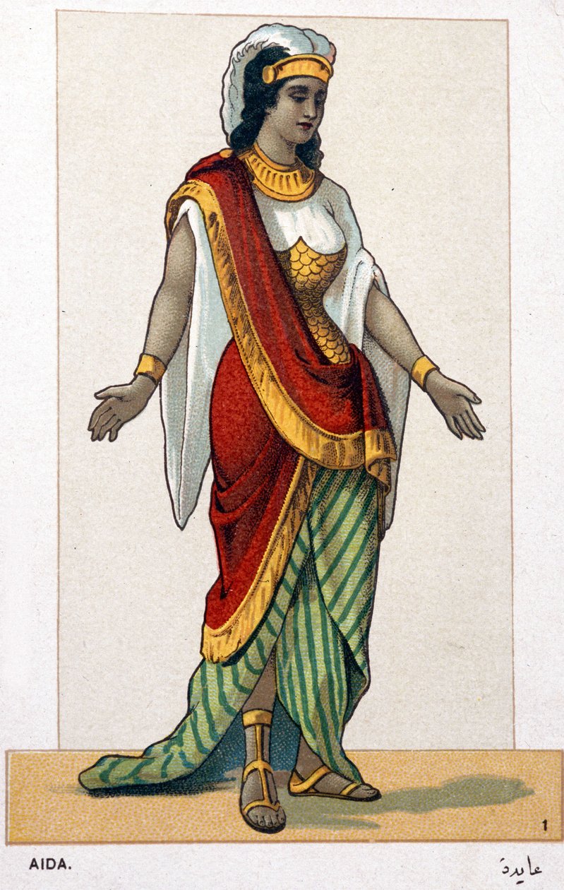 Seria chromolitografii kostiumów operowych z okazji pierwszego przedstawienia Aidy Giuseppe Verdiego: Aida. 1872 autorstwa Unknown artist