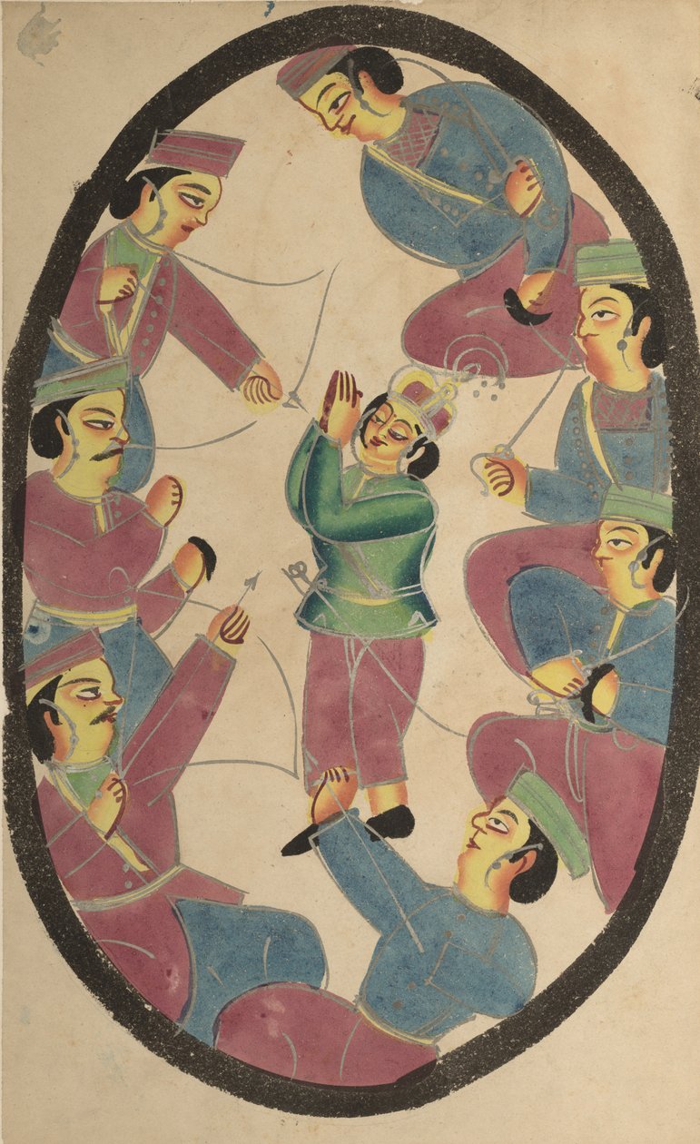 Siedmiu bohaterów lub wojowników zabiło Abhimanyu, syna Arjuna autorstwa Unknown artist