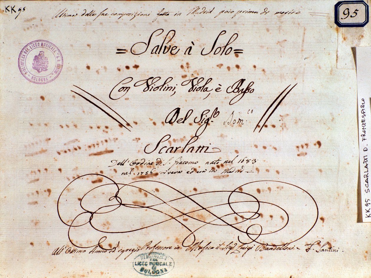 Strona z nutami dla Salve Regina autorstwa Domenico Scarlatti autorstwa Unknown artist