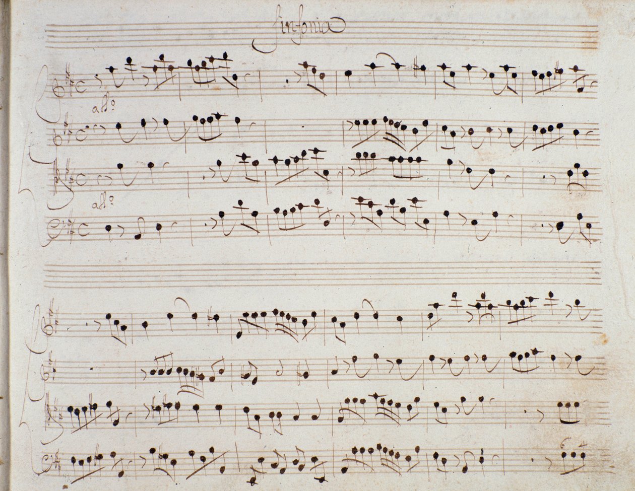 Strona z nutami do opery Mitrydate Giuseppe Aldrovandiniego (1706) autorstwa Unknown artist