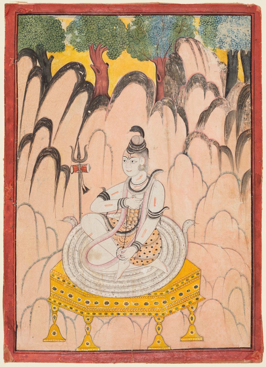 Shiva siedzący na tronie w krajobrazie autorstwa Unknown artist