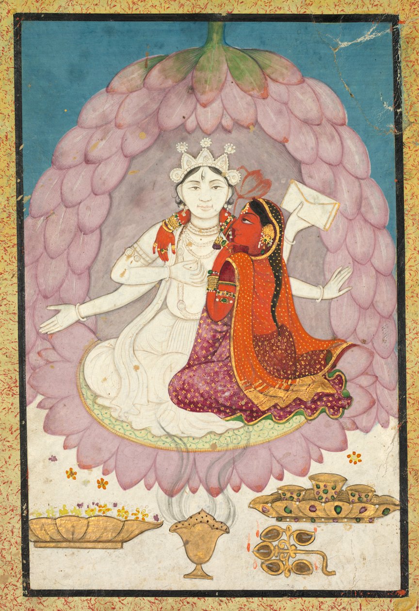 Shiva z Sati siedzącą w kwiecie lotosu autorstwa Unknown artist