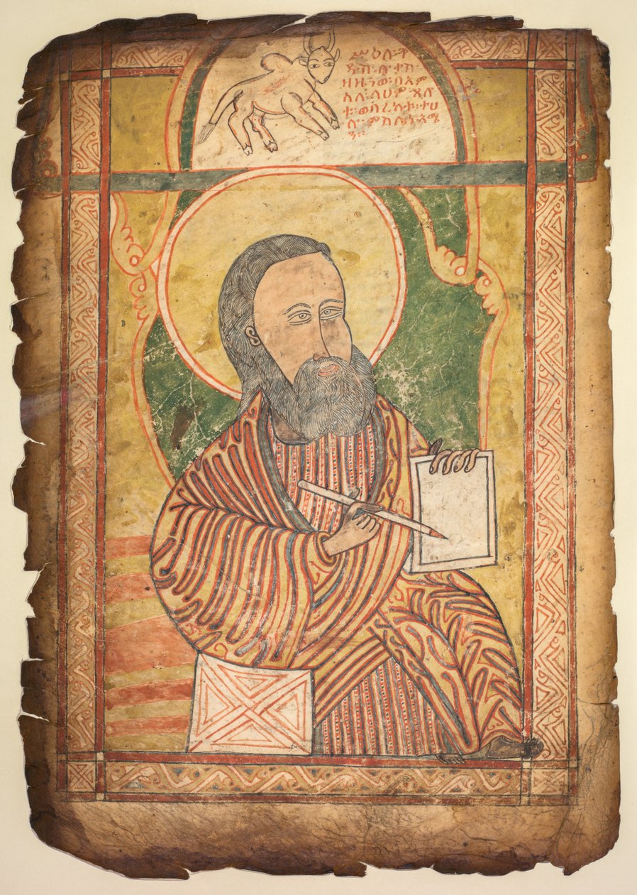 Pojedynczy kartek z ewangeliarza z portretem św. Łukasza autorstwa Unknown artist