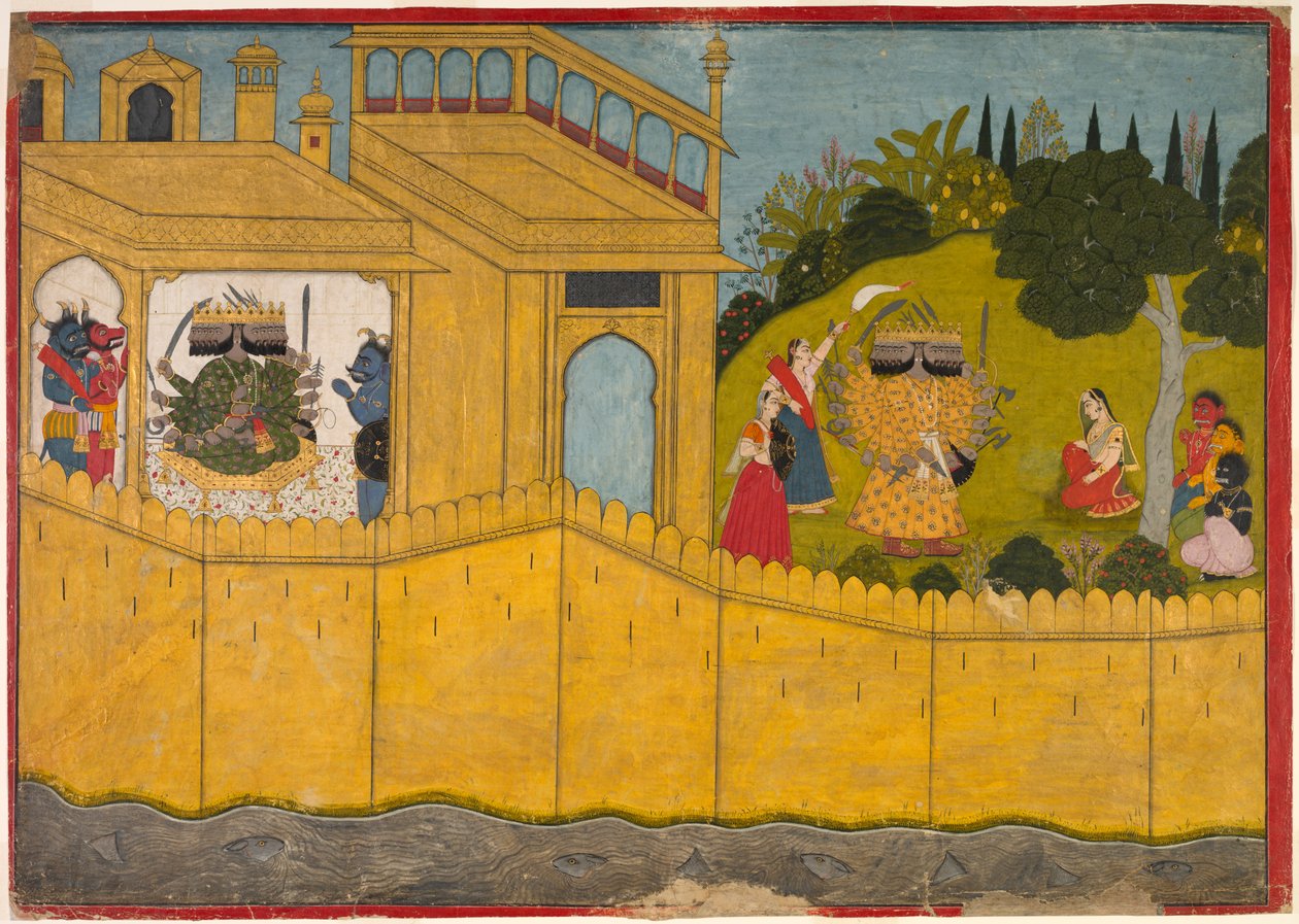 Sita w ogrodzie Lanki, z eposu Ramajana o Valmiki autorstwa Unknown artist