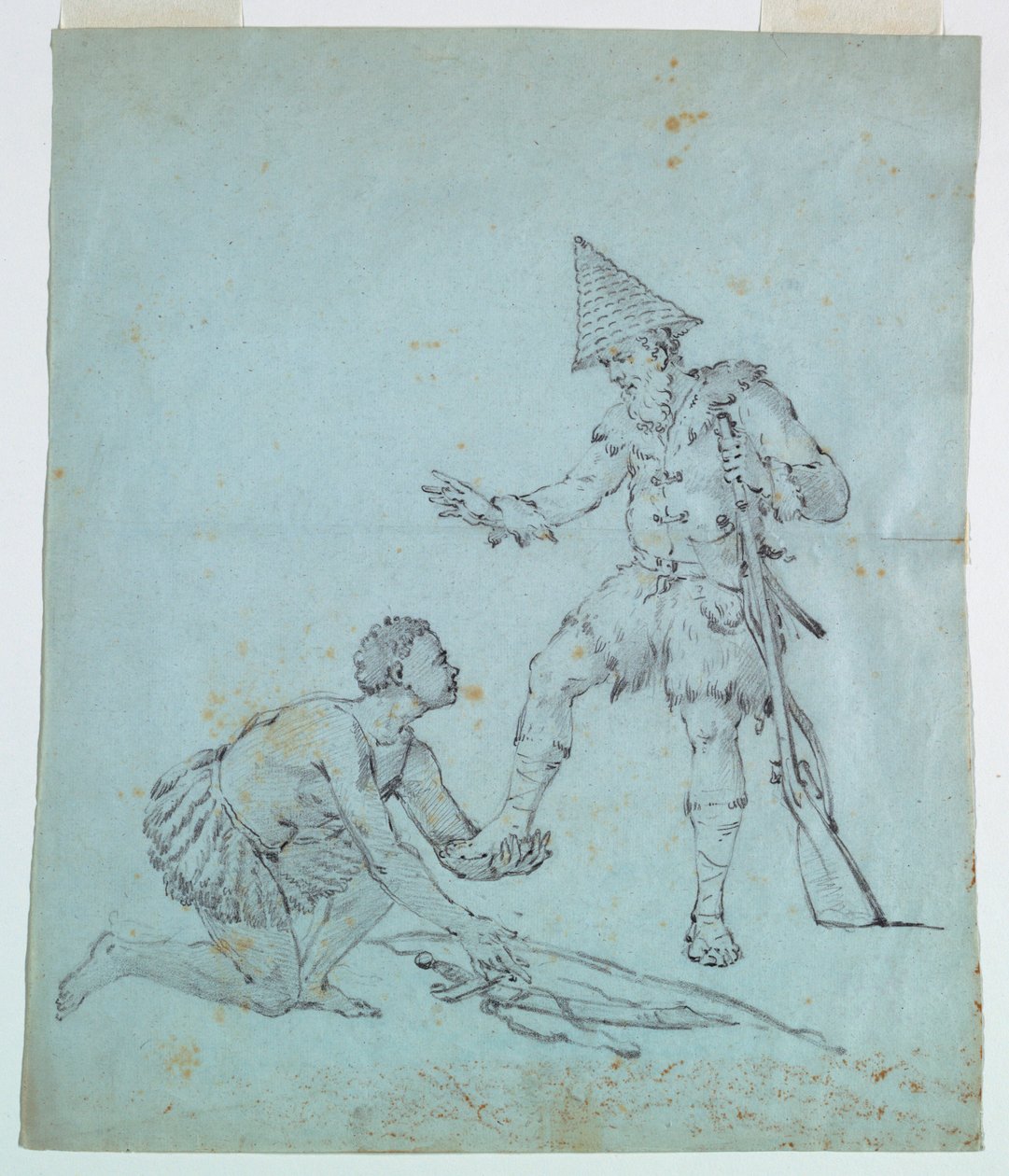 Szkic do nadruku na bawełnie: Robinson Crusoe autorstwa Unknown artist