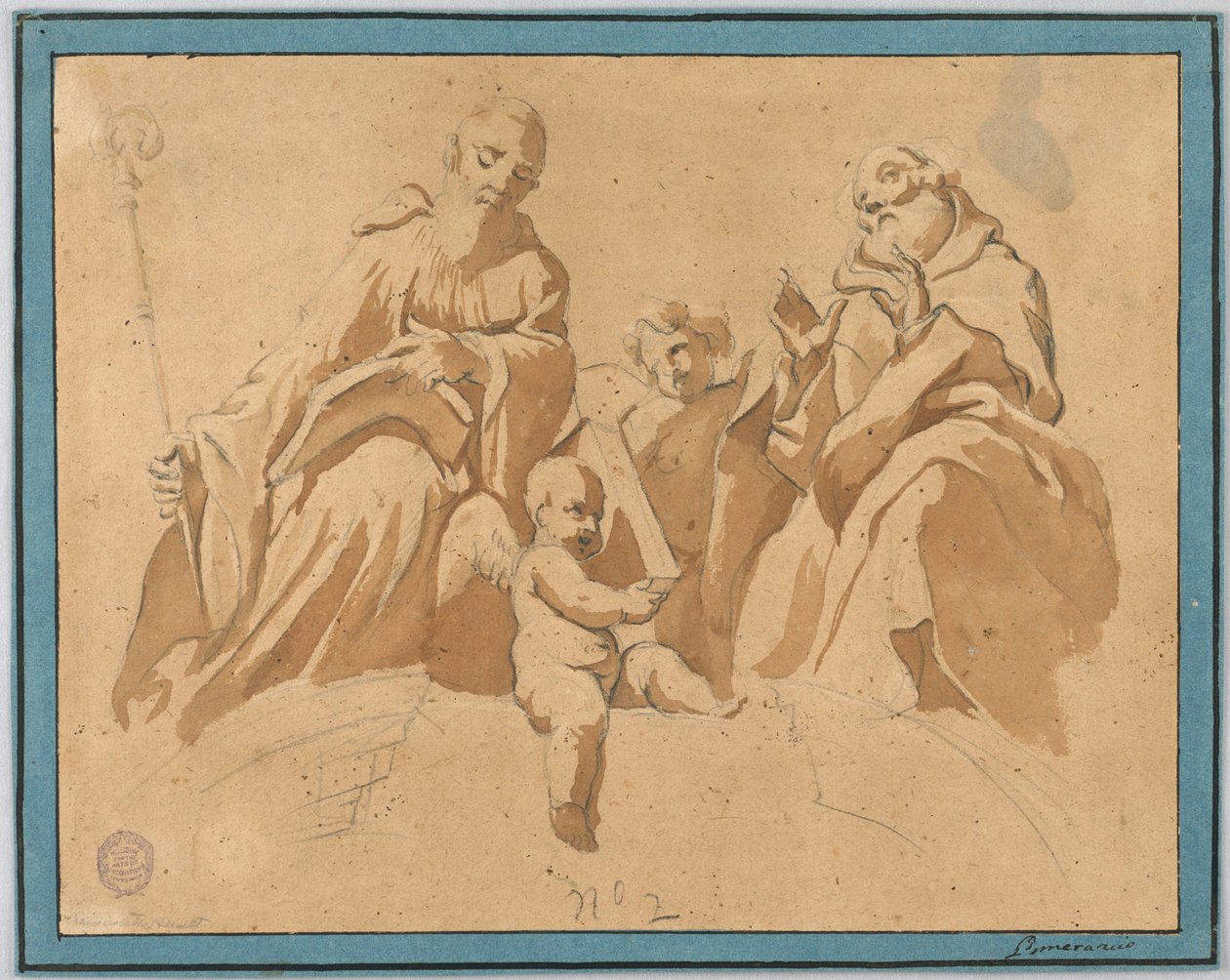 Szkic do malarstwa ściennego: Dwóch świętych mnichów autorstwa Unknown artist
