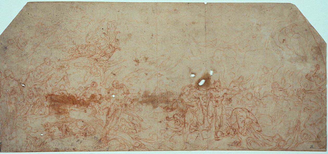 Szkic Sądu Ostatecznego (recto); Studium głowy (verso) autorstwa Unknown artist