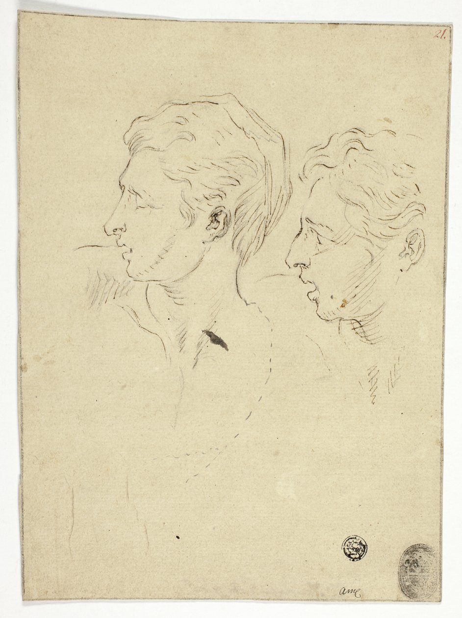 Szkic dwóch mężczyzn skręcających w lewo autorstwa Unknown artist