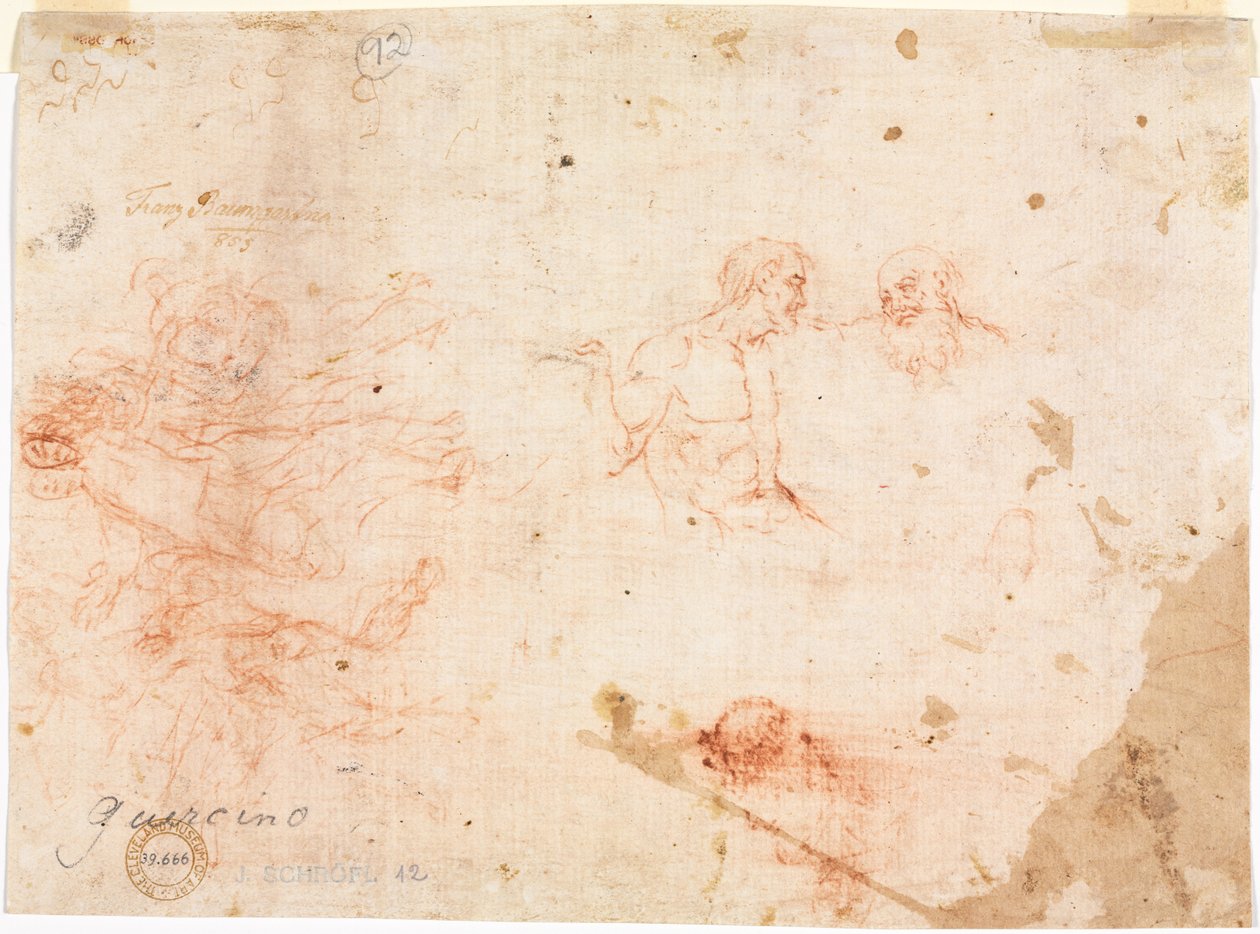 Szkic dwóch mężczyzn i innych różnych postaci (verso) autorstwa Unknown artist