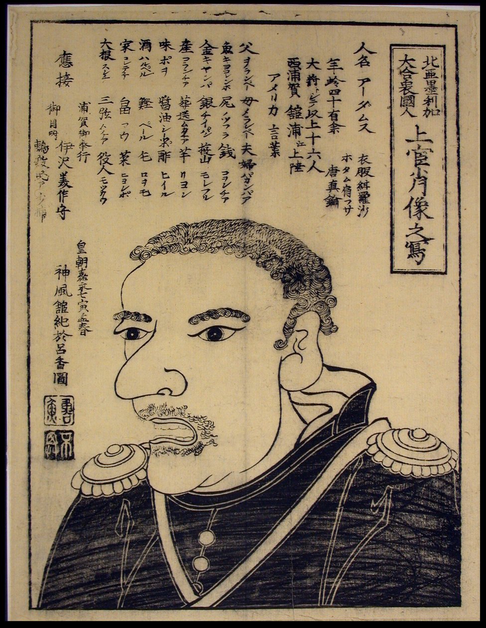 Szkic portretu wysokiego rangą oficera z Wielkich Stanów Zjednoczonych Ameryki (Kita Amerika dai gasshukokujin, Jokan shozo no utsushi autorstwa Unknown artist