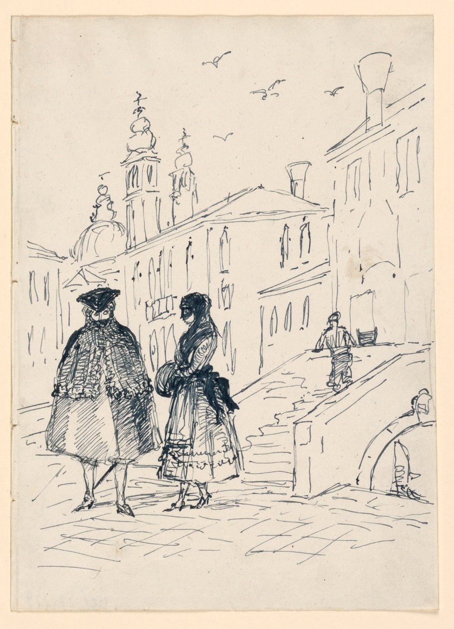 Szkic sceny ulicznej w Wenecji autorstwa Unknown artist