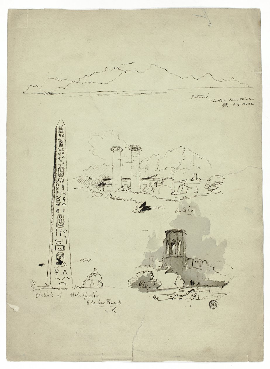 Szkice Patmos, Sardis, Obelisk Heliopolis autorstwa Unknown artist