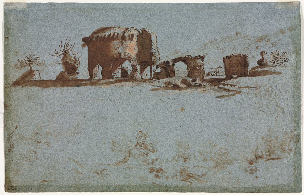 Mała grupa ruin rzymskich (verso) autorstwa Unknown artist