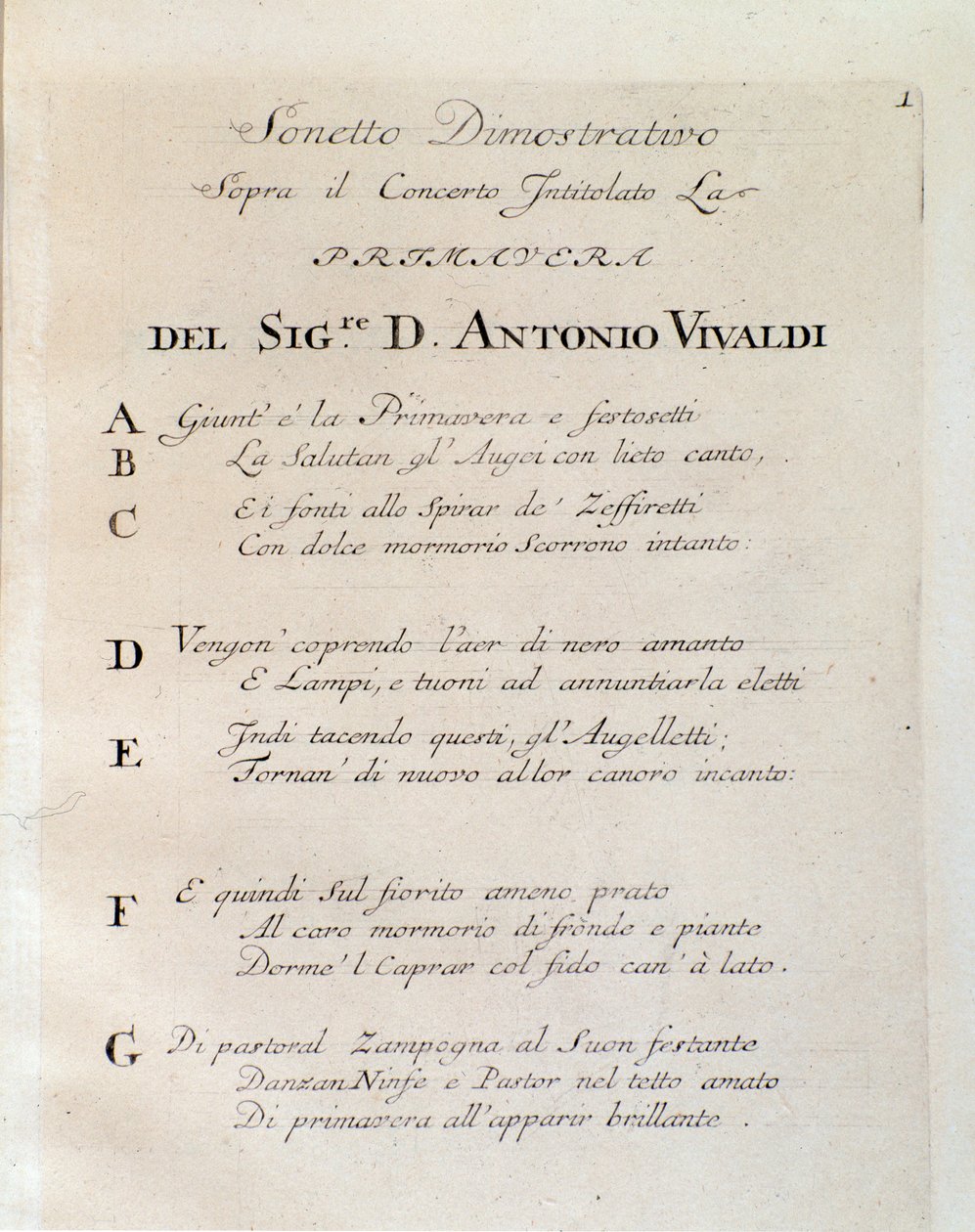 Sonet na początku wiosny (La primavera) koncert w Próbie harmonii i inwencji Antonia Vivaldiego autorstwa Unknown artist