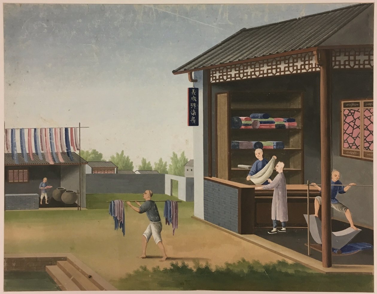 Przędzenie tkanin, przygotowywanie liści herbaty, przygotowywanie jedwabiu autorstwa Unknown artist