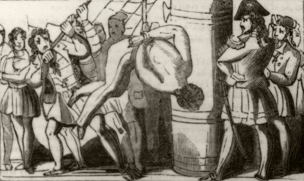 „Spriggs podnoszący załogę bostońskiego szkunera na czoło, a następnie pozwalając im spaść na pokład”, c.1836 autorstwa Unknown artist
