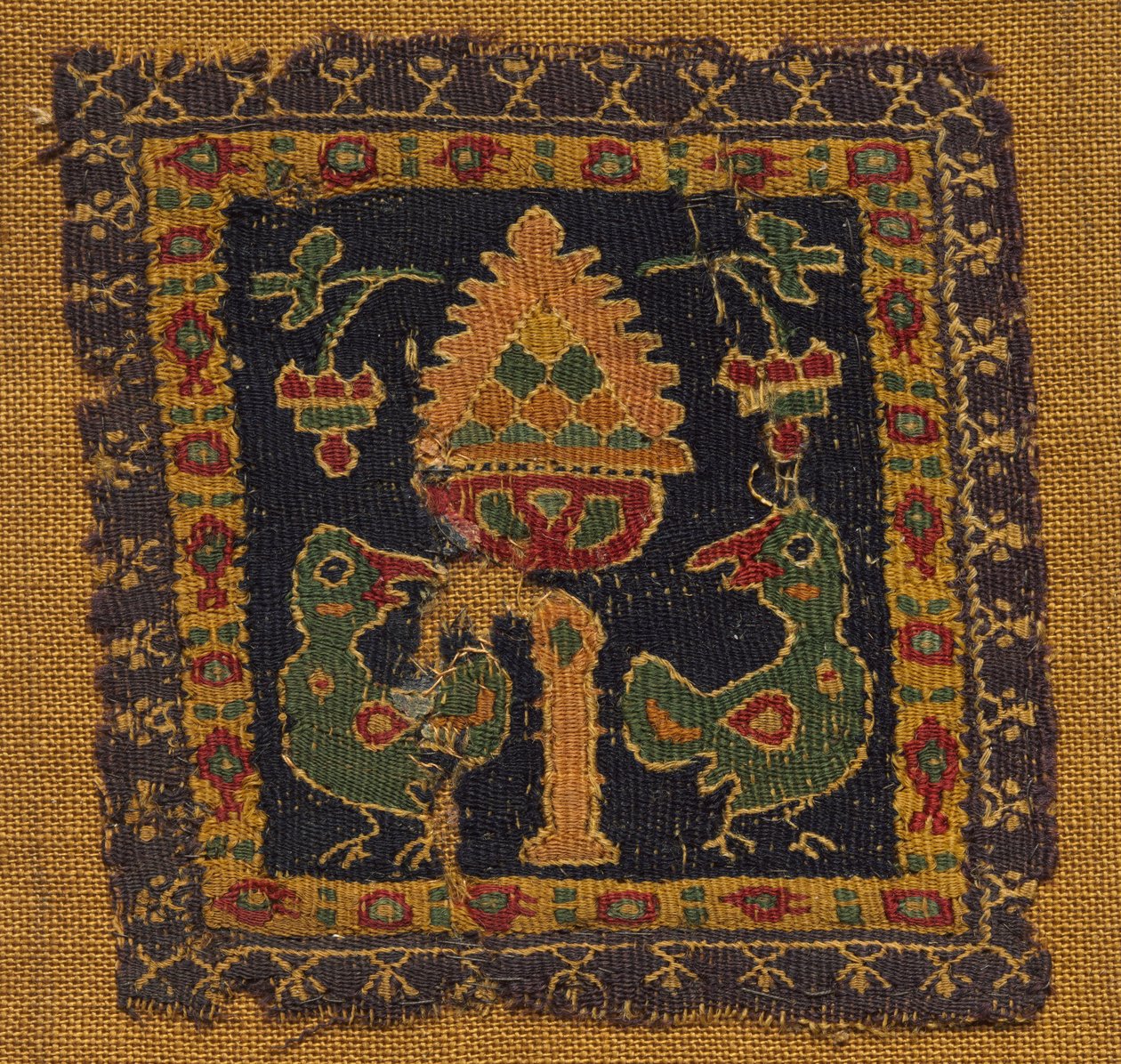 Kwadratowy segment z dwoma ptakami autorstwa Unknown artist