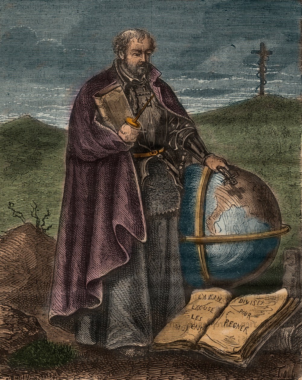 Św. Ignacy Loyola (1491-1556) (kolorowa rycina) - Portret Ignacego Loyoli (Sant Ignazio lub Saint Ignatius autorstwa Unknown artist