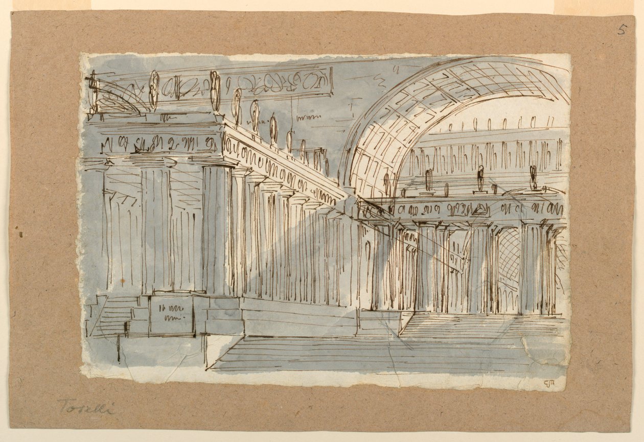 Scenografia, zabytkowy budynek z portykami autorstwa Unknown artist